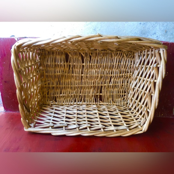 9669 VTG Heavy Woven Towel quilt throw Storage Basket Pet Bed Tan Rectangle - Picture 14 of 14